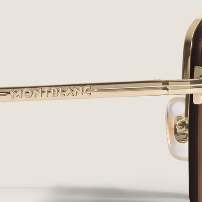Montblanc Ovale Sonnenbrille mit goldfarbenem Metallrahmen – Ansicht 3