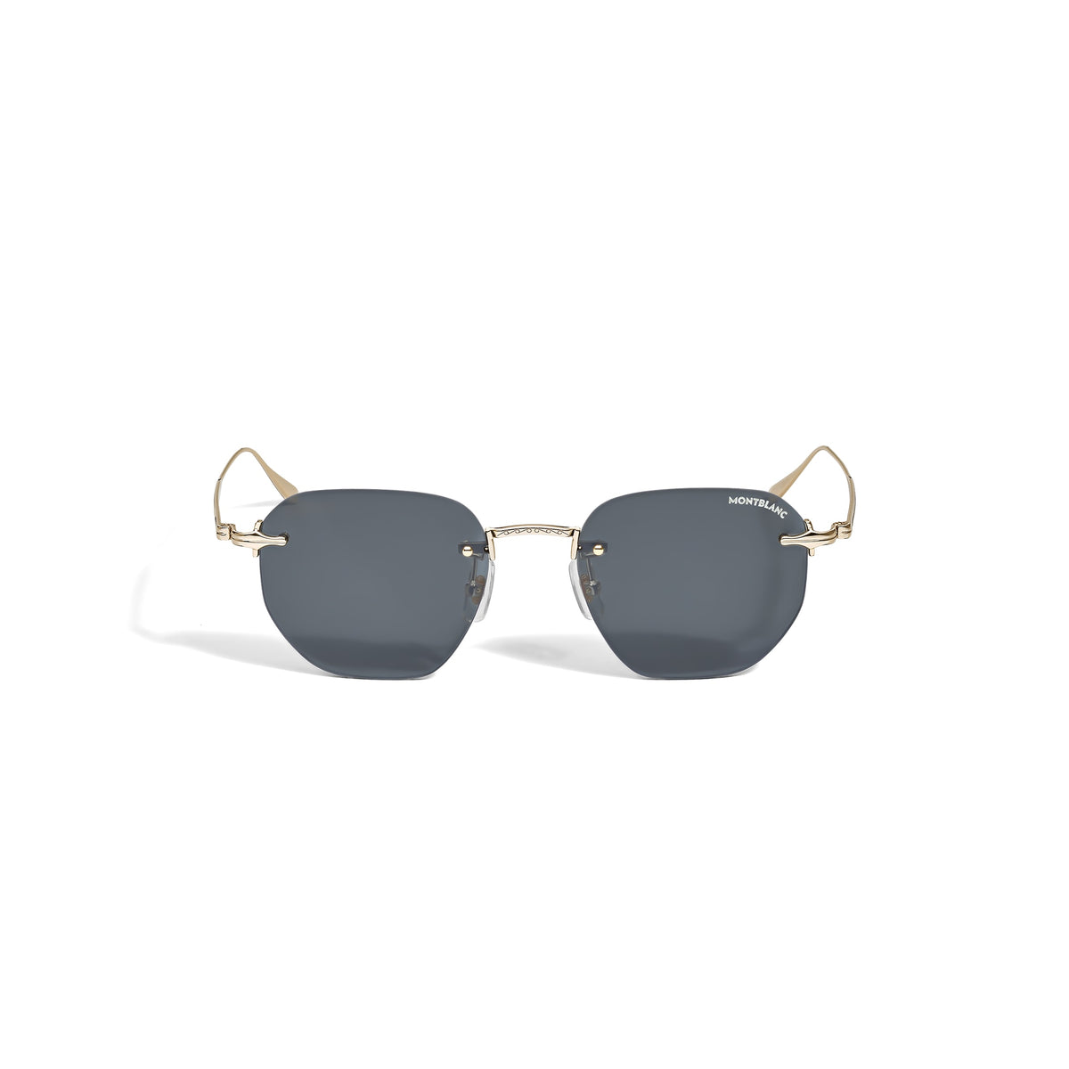 Montblanc Runde Sonnenbrille mit goldfarbenem Metallrahmen – Ansicht 1