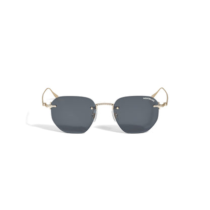 Montblanc Runde Sonnenbrille mit goldfarbenem Metallrahmen – Ansicht 1
