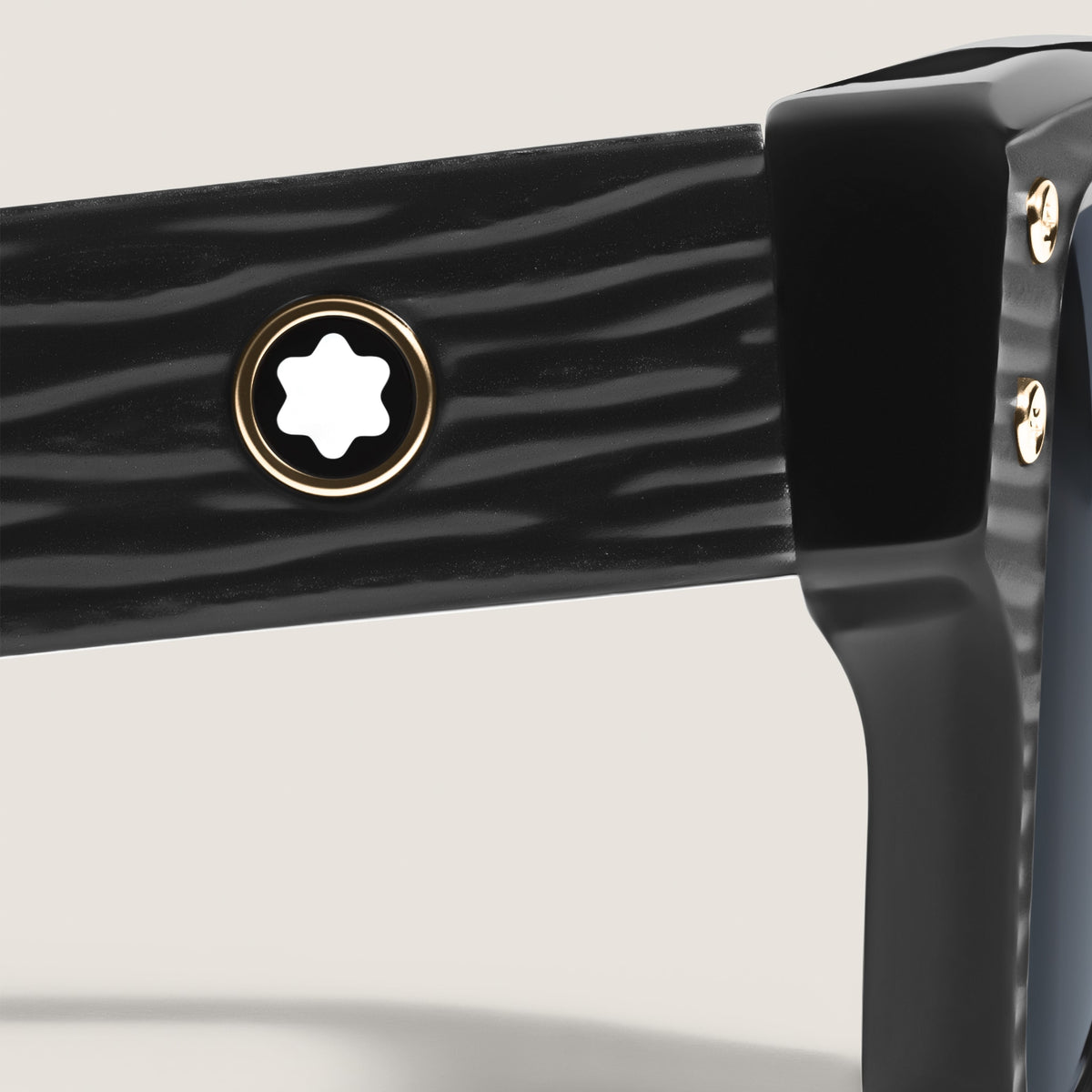Montblanc Rechteckige Sonnenbrille mit schwarzem Acetatrahmen (MB135574) – Ansicht 3