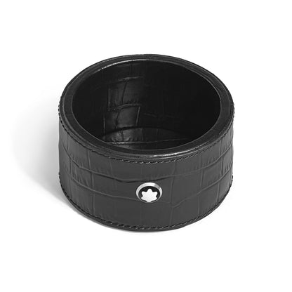 Montblanc Kleine runde Schreibtischablage aus Leder mit Krokoprägung – Ansicht 1