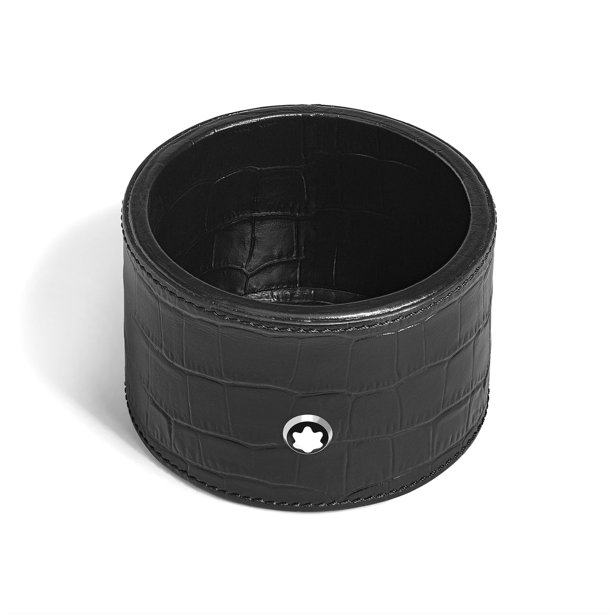 Montblanc Runde mittelgroße Schreibtischablage aus Leder mit Krokoprägung – Ansicht 1