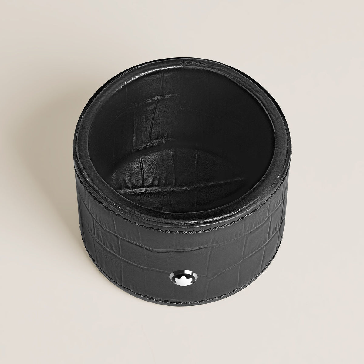 Montblanc Runde mittelgroße Schreibtischablage aus Leder mit Krokoprägung – Ansicht 2