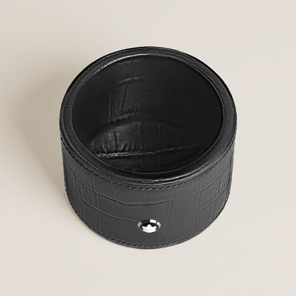 Montblanc Runde mittelgroße Schreibtischablage aus Leder mit Krokoprägung – Ansicht 2