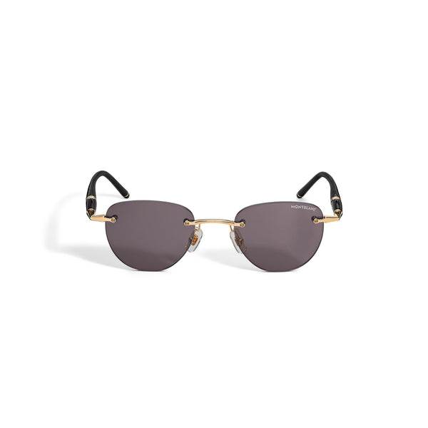 Montblanc Runde Sonnenbrille mit goldfarbener Metallfassung