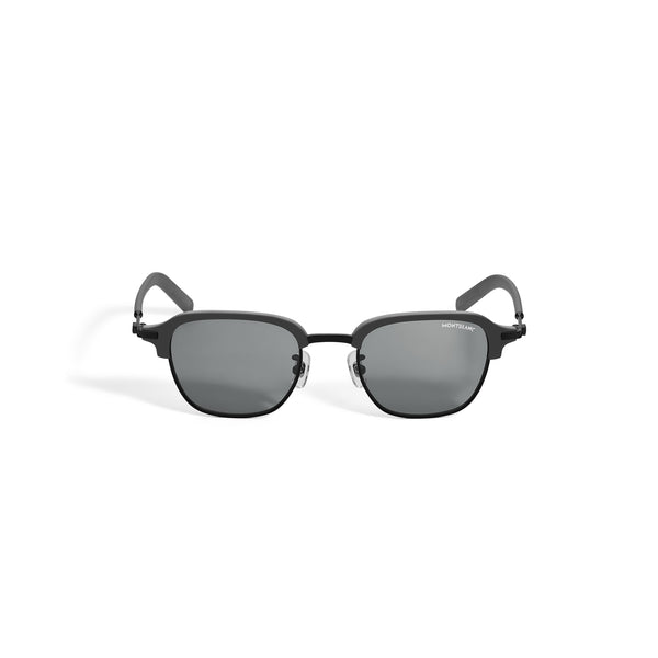 Montblanc Rechteckige Sonnenbrille mit schwarzer Metallfassung