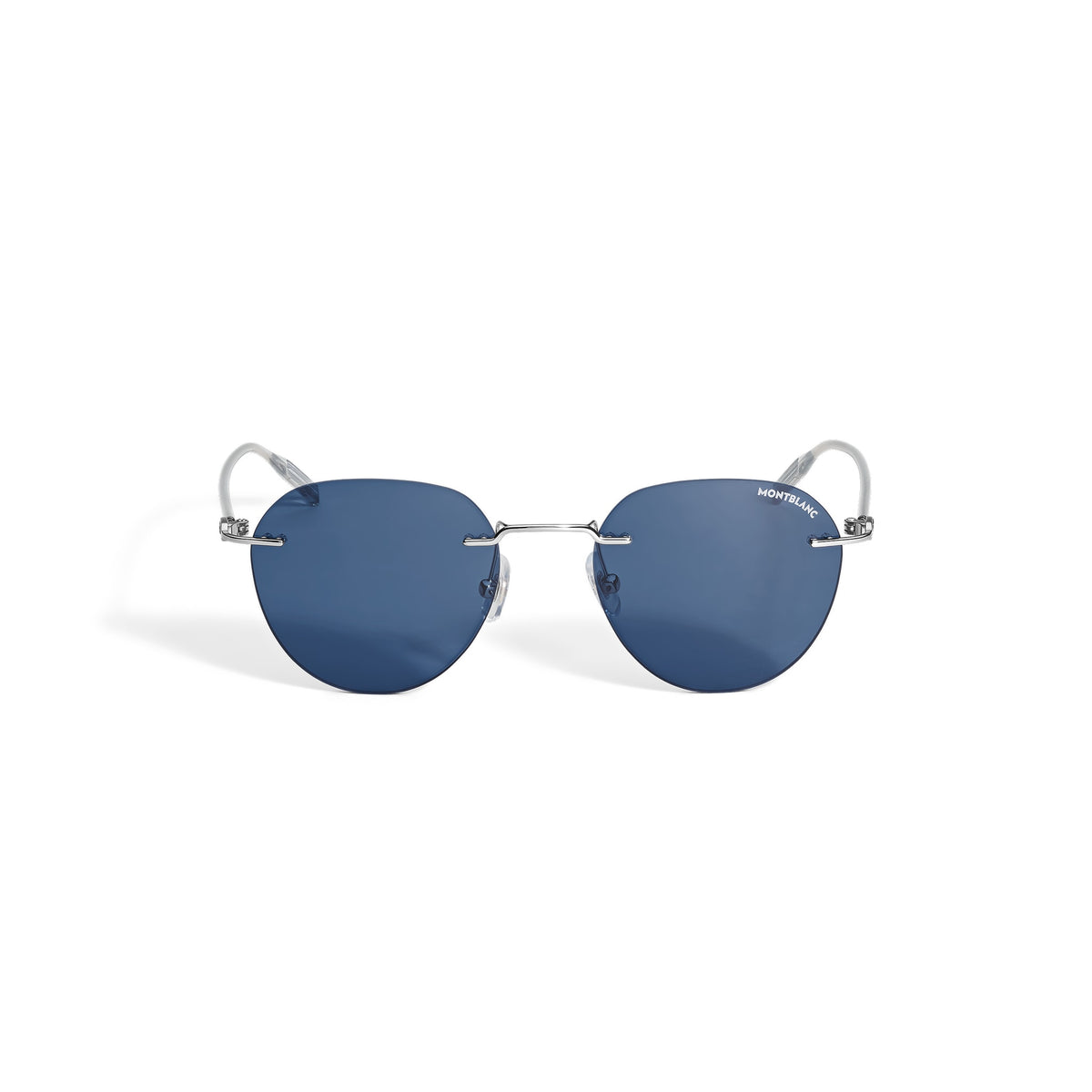 Montblanc Runde Sonnenbrille mit silberfarbener Metallfassung – Ansicht 1