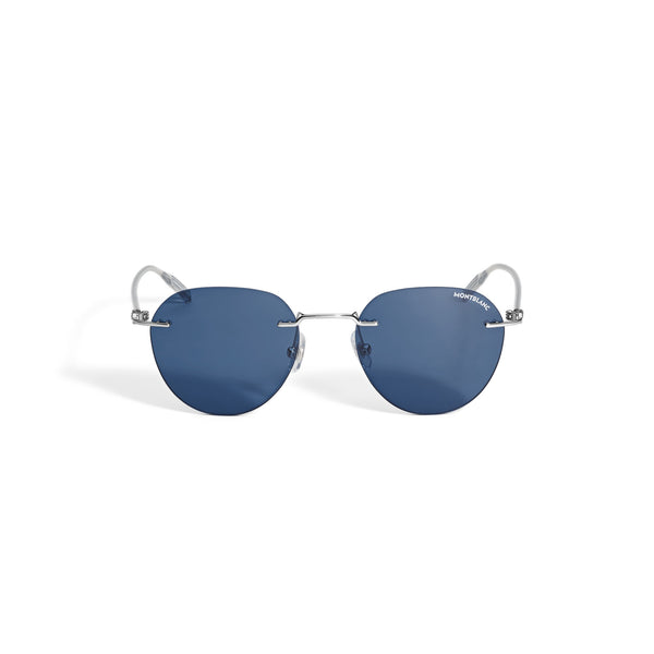 Montblanc Runde Sonnenbrille mit silberfarbener Metallfassung