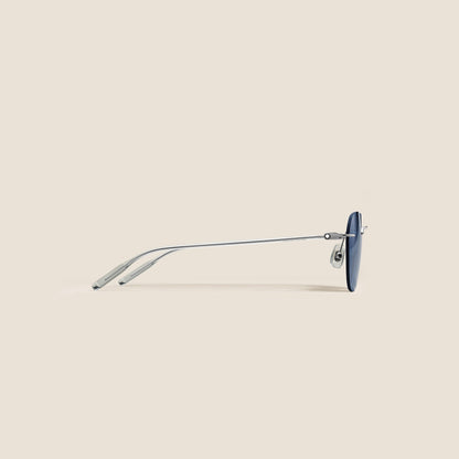 Montblanc Runde Sonnenbrille mit silberfarbener Metallfassung – Ansicht 2
