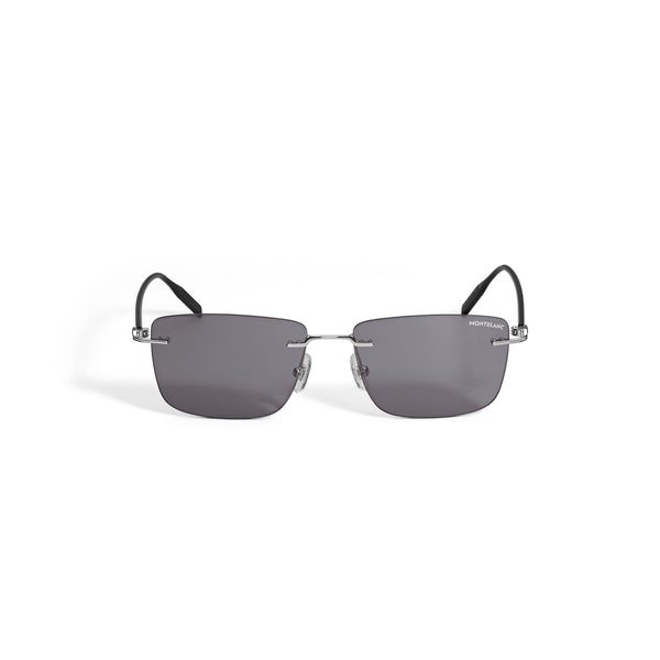 Montblanc Rechteckige Sonnenbrille mit silberfarbener Metallfassung (MB136915)