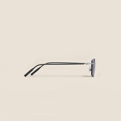 Montblanc Rechteckige Sonnenbrille mit silberfarbener Metallfassung (MB136915) – Ansicht 2