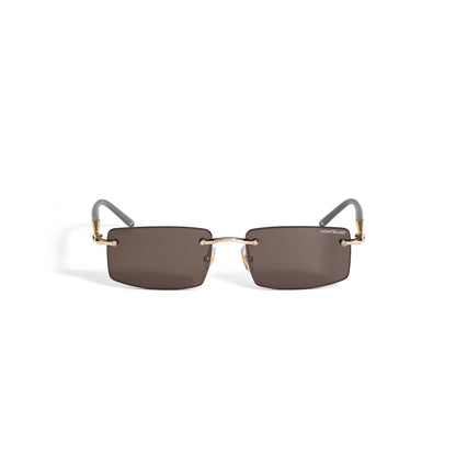 Montblanc Rechteckige Sonnenbrille mit goldfarbener Metallfassung (MB136916) – Ansicht 1