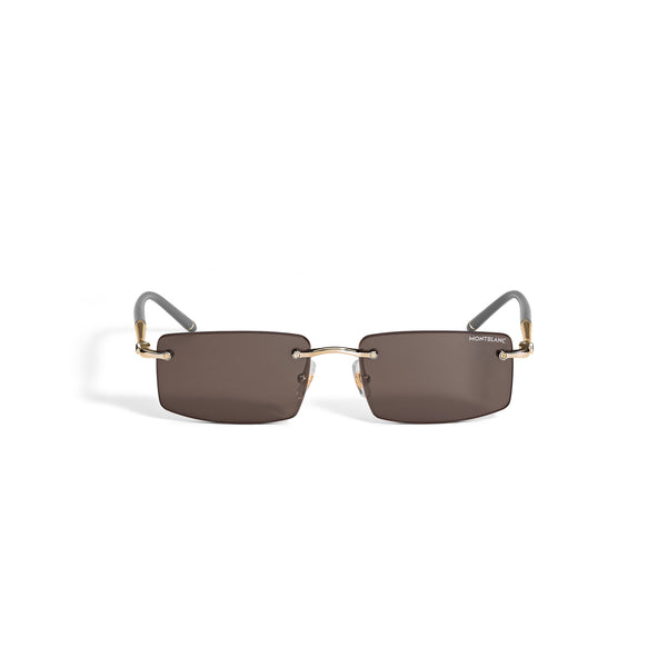 Montblanc Rechteckige Sonnenbrille mit goldfarbener Metallfassung (MB136916)