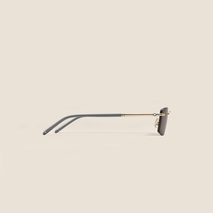 Montblanc Rechteckige Sonnenbrille mit goldfarbener Metallfassung (MB136916) – Ansicht 2