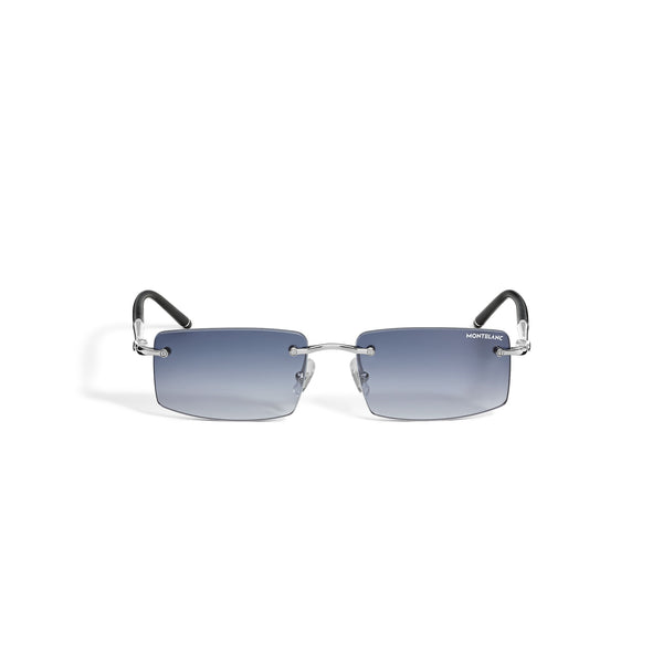 Montblanc Rechteckige Sonnenbrille mit silberfarbener Metallfassung (MB136917)