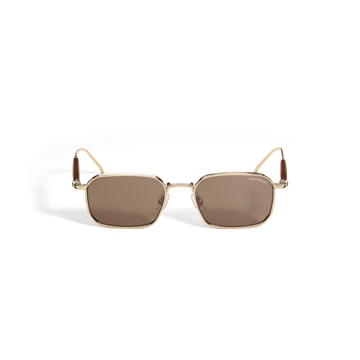 Montblanc Rechteckige Sonnenbrille mit goldfarbener Metallfassung (MB136918) – Ansicht 1