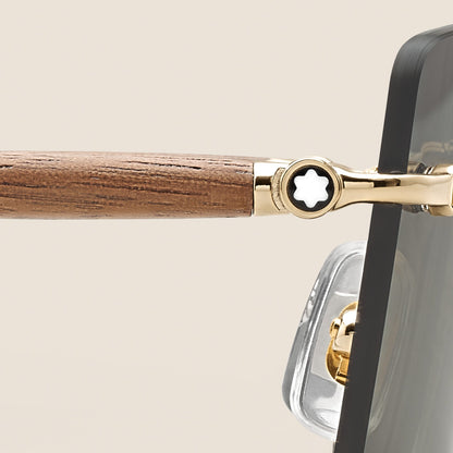 Montblanc Quadratische Sonnenbrille mit goldfarbener Metallfassung (MB136919) – Ansicht 3