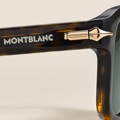 Montblanc Rechteckige Sonnenbrille mit havannabrauner Kunststofffassung – Ansicht 3