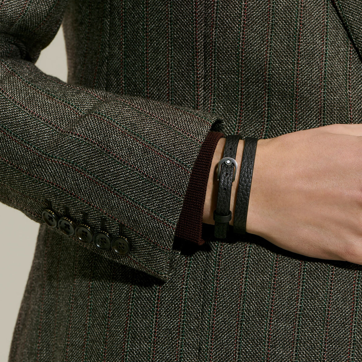 Montblanc Verstellbares Armband Horseshoe aus Grain Leder (MB136938) – Ansicht 2