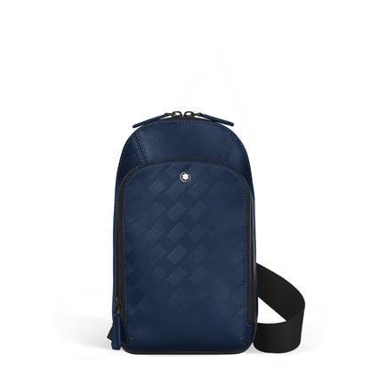 Montblanc Mittelgroße Umhängetasche aus Extreme Leder – Tintenblau – Ansicht 1