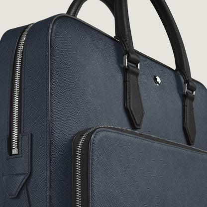 Montblanc Mittelgroße Schreibmappe mit Tasche aus Sartorial Leder – Twilight Blue – Ansicht 3
