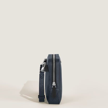 Montblanc Kleine Umhängetasche aus Sartorial Leder – Twilight Blue – Ansicht 5