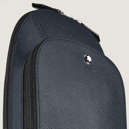 Montblanc Mittelgroße Umhängetasche aus Sartorial Leder – Twilight Blue – Ansicht 3