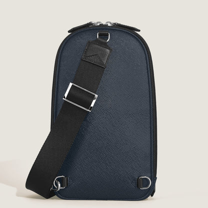 Montblanc Mittelgroße Umhängetasche aus Sartorial Leder – Twilight Blue – Ansicht 6