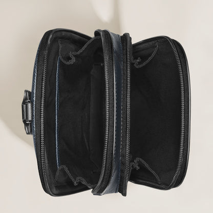 Montblanc Mittelgroße Umhängetasche aus Sartorial Leder – Twilight Blue – Ansicht 7