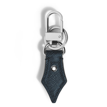 Montblanc Schlüsselanhänger mit Federdetail aus Sartorial Leder – Twilight Blue – Ansicht 1