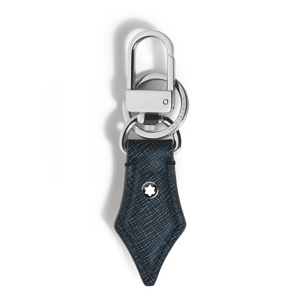 Montblanc Schlüsselanhänger mit Federdetail aus Sartorial Leder – Twilight Blue