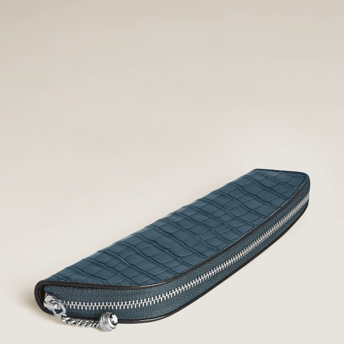 Montblanc Etui für 1 Schreibgerät aus Leder mit Krokoprägung – Samtblau – Ansicht 4