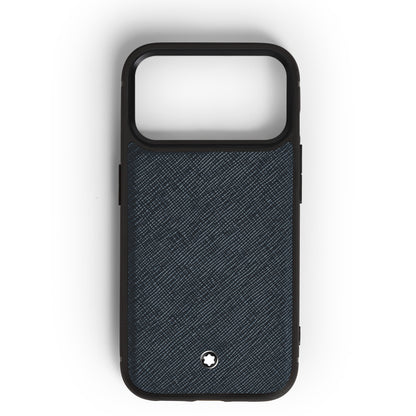 Montblanc Schutzhülle für iPhone 17 Pro aus Sartorial Leder – Twilight Blue – Ansicht 1