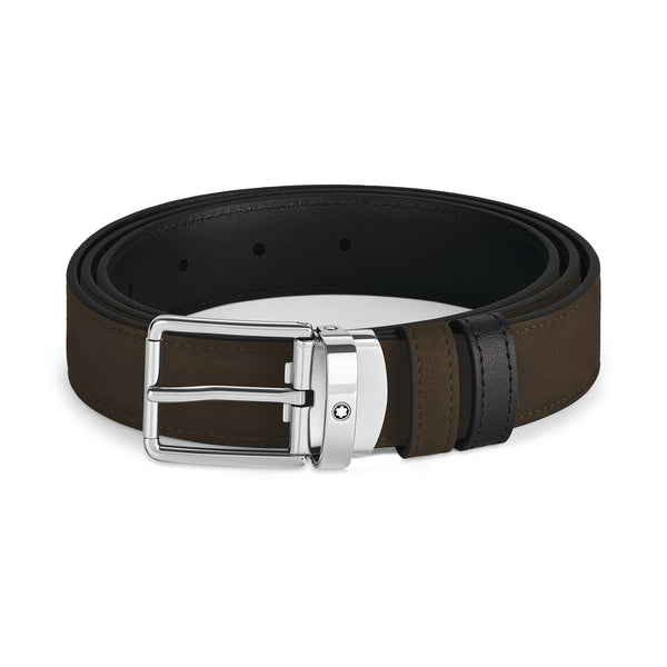 Montblanc Alltagstauglicher Wendegürtel aus Leder in Braun/Schwarz mit Schließe 30 mm