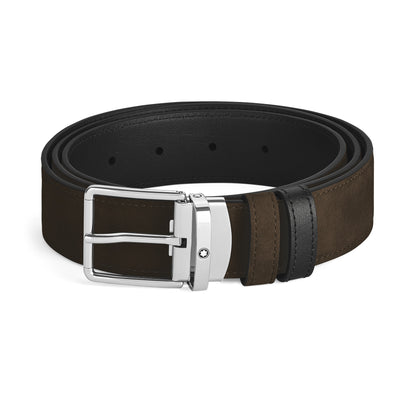 Montblanc Alltagstauglicher Wendegürtel aus Leder in Braun/Schwarz mit Schließe 35 mm – Ansicht 1