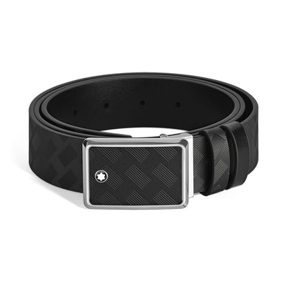 Montblanc Wendbarer Gürtel aus Leder in Schwarz/Schwarz mit Intarsien Schließe 30 mm – Ansicht 1