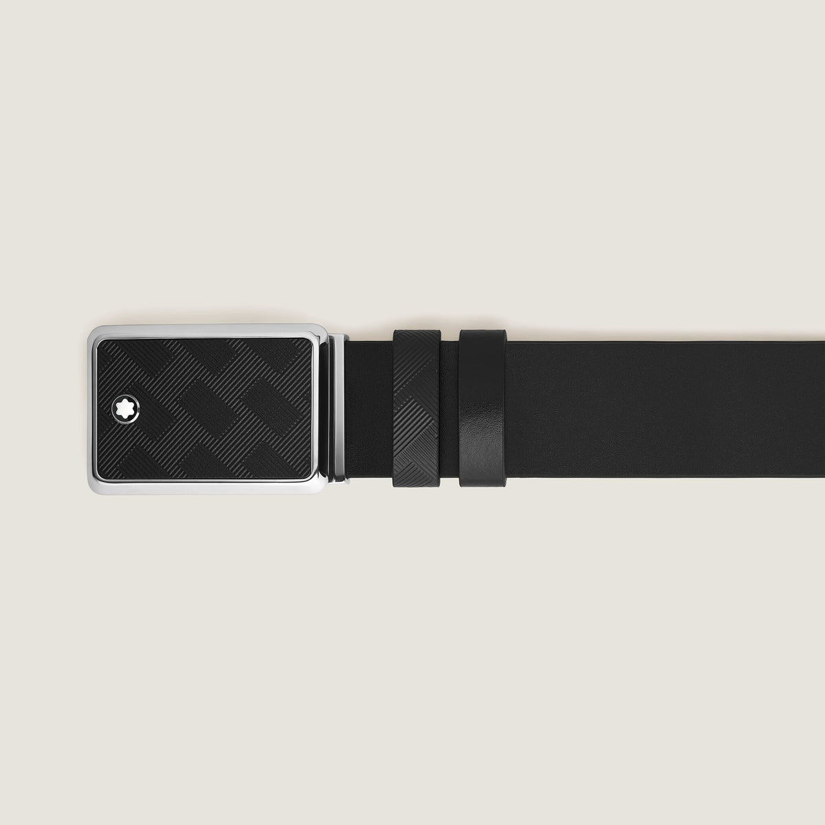 Montblanc Wendbarer Gürtel aus Leder in Schwarz/Schwarz mit Intarsien Schließe 30 mm – Ansicht 2
