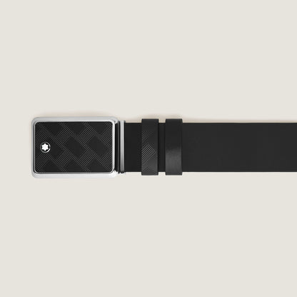Montblanc Wendbarer Gürtel aus Leder in Schwarz/Schwarz mit Intarsien Schließe 30 mm – Ansicht 2