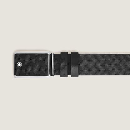 Montblanc Wendbarer Gürtel aus Leder in Schwarz/Schwarz mit Intarsien Schließe 30 mm – Ansicht 3