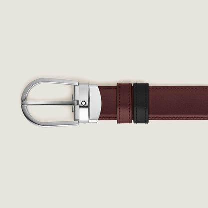 Montblanc Wendbarer Gürtel aus Leder in Schwarz/Burgunderrot mit hufeisenförmiger Schließe 30 mm – Ansicht 2