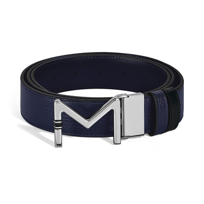 Montblanc Wendbarer Gürtel aus Leder in Midnight Blue/Schwarz mit Meisterstück-Schließe 35 mm – Ansicht 1