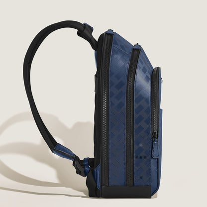 Montblanc Rucksack Groß mit 3 Fächern aus Extreme Leder – Tintenblau – Ansicht 4