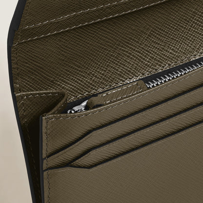 Montblanc Längliche Brieftasche 14 cc mit Reißverschluss aus Sartorial Leder – Khaki – Ansicht 3