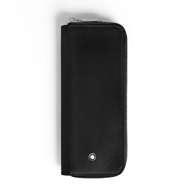 Montblanc Etui für 2 Schreibgeräte mit Reißverschluss aus Meisterstück Leder – Schwarz