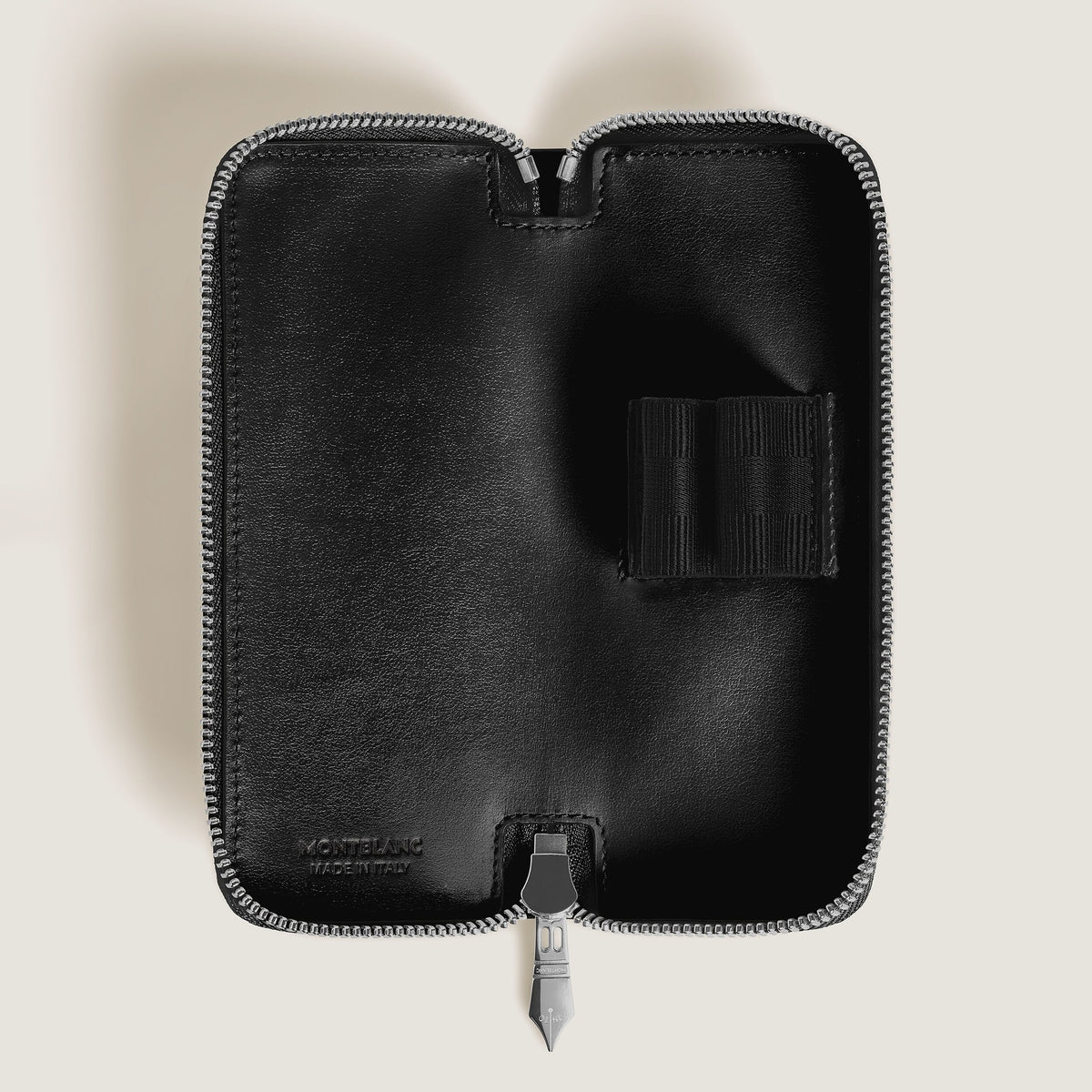 Montblanc Etui für 2 Schreibgeräte mit Reißverschluss aus Meisterstück Leder – Schwarz – Ansicht 3