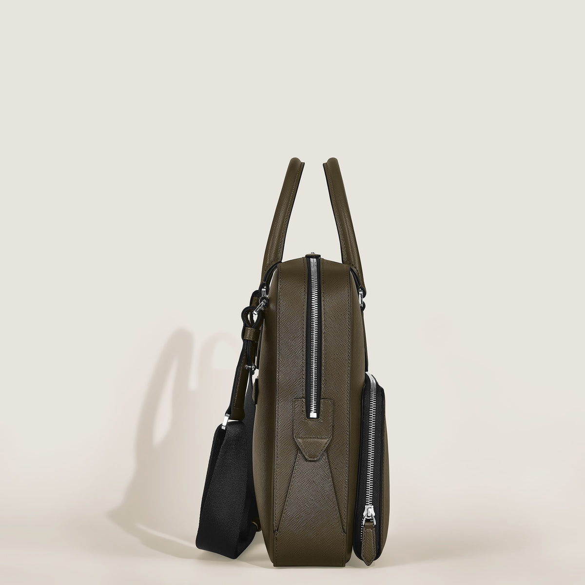 Montblanc Mittelgroße Schreibmappe mit Tasche aus Sartorial Leder – Khaki – Ansicht 4