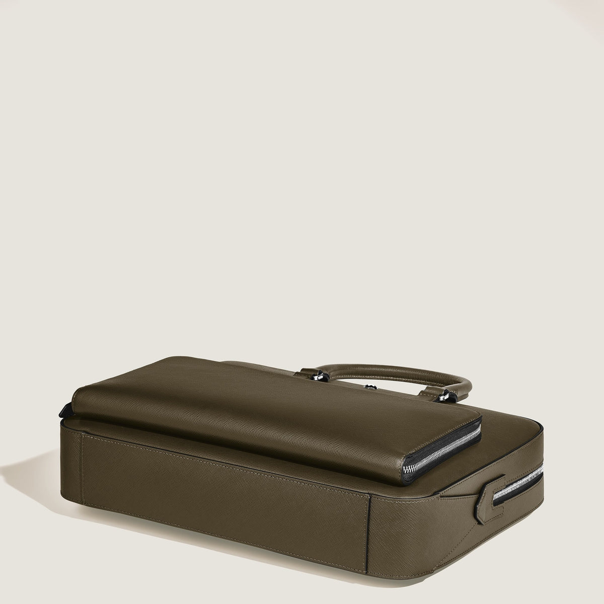 Montblanc Mittelgroße Schreibmappe mit Tasche aus Sartorial Leder – Khaki – Ansicht 7