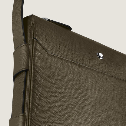 Montblanc Vertikale Messenger Bag aus Sartorial Leder – Khaki – Ansicht 3