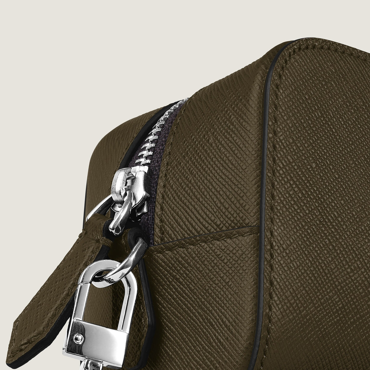 Montblanc Kleine Kosmetik Clutch aus Sartorial Leder – Khaki – Ansicht 3