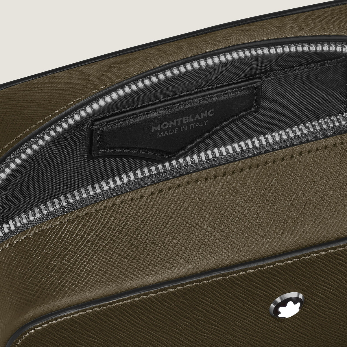 Montblanc Kleine Kosmetik Clutch aus Sartorial Leder – Khaki – Ansicht 4